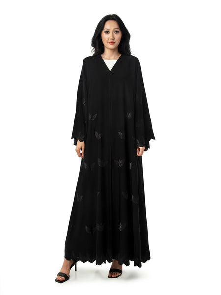 Hanayen Scallop Sleeve Black Abaya