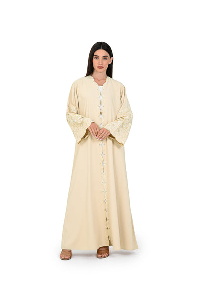 Hanayen Scalloped Abaya with Floral Embroidered Sleeves best abaya online in dubai