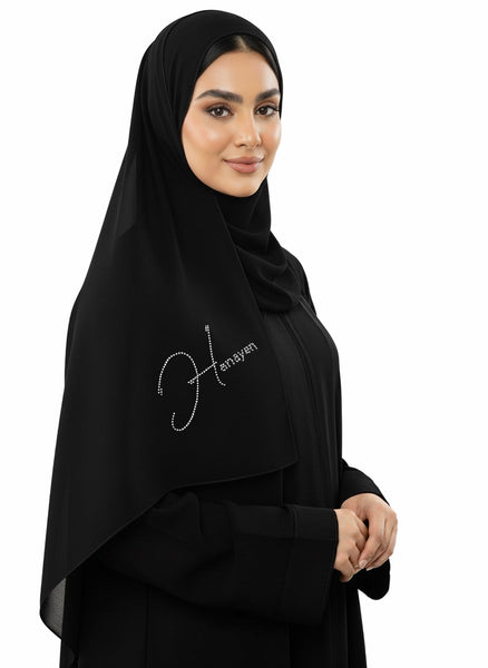 Hanayen Signature Hanayen Calligraphy Sheila with Crystal Logo best abaya online in dubai