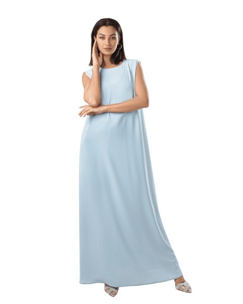 Hanayen Sky Blue Plain Inner best abaya online in dubai