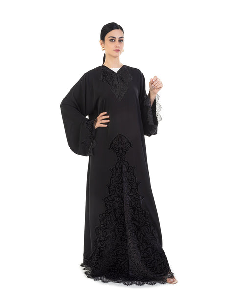 Hanayen Special Black Abaya With Lace Details