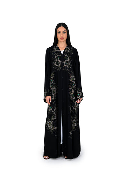Hanayen Special Swarovski Abaya Emerald Design best abaya online in dubai