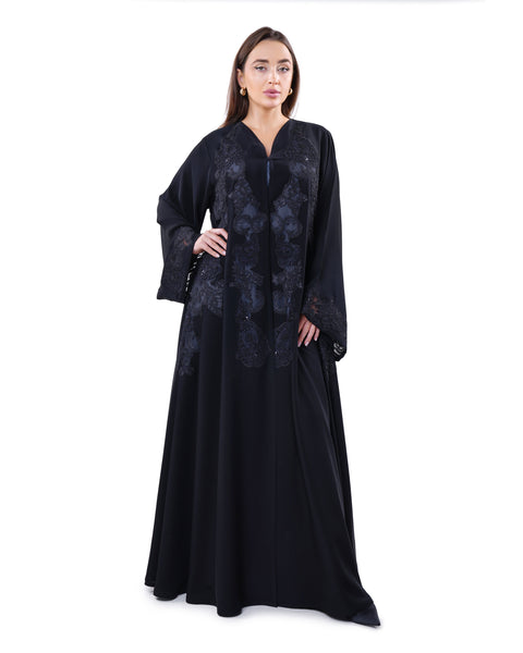 Hanayen Stylish Special Event Black Abaya