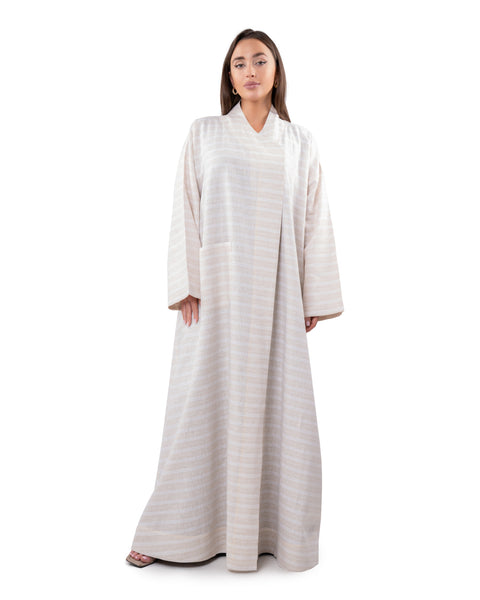 Hanayen Summer Linen Overlap Abaya