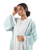 Hanayen Two-Tone Mint & Grey Abaya with Black Piping best abaya online in dubai