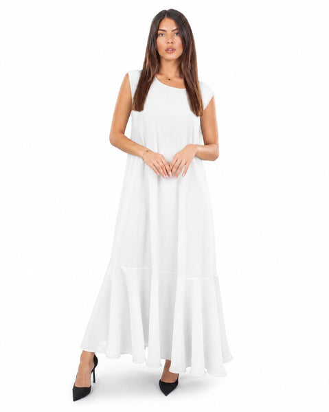 Hanayen Women's Sleeveless White Inner Dress best abaya online in dubai