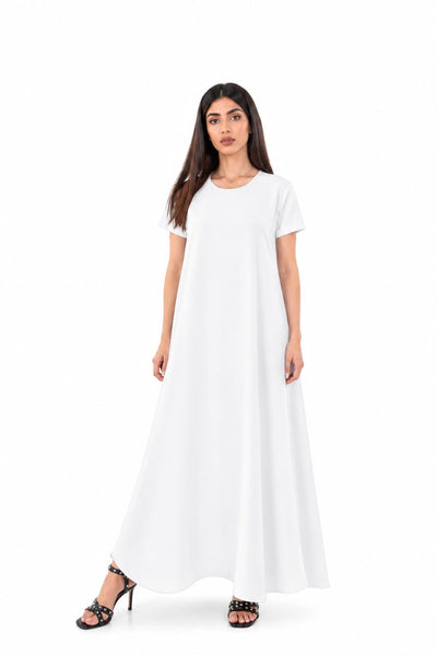 Hanayen Women's White Short Sleeve Inner best abaya online in dubai