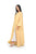 Hanayen Yellow Abaya with Intricate Gold Scalloped Scrollwork best abaya online in dubai