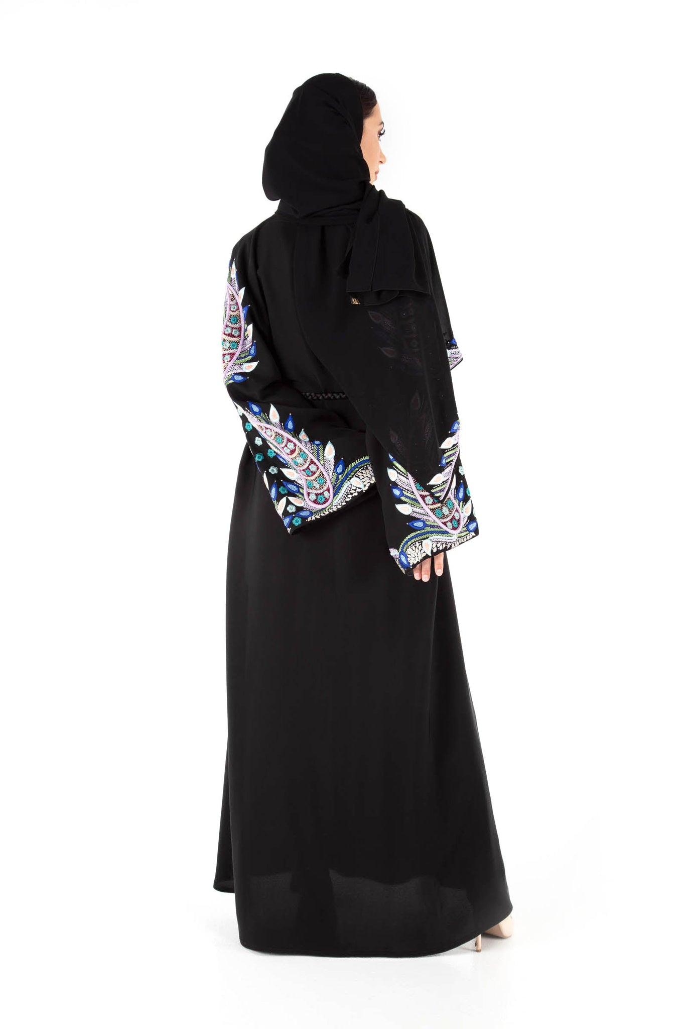 Hanayen Abaya With Handmade Design on Sleeves