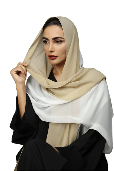 Hanayen Beige And Off-White Chiffon Sheila