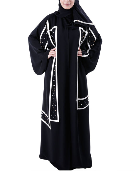 Hanayen Black Abaya With Stone Design