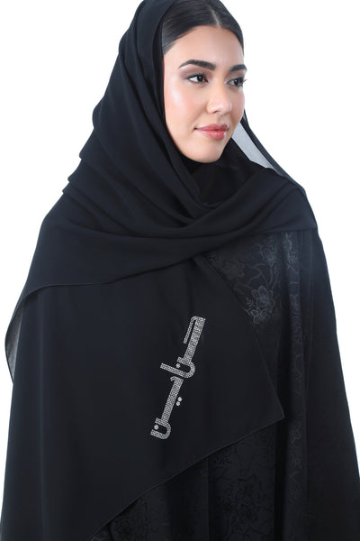 Hanayen Black Chiffon Sheila With Crystal Signature