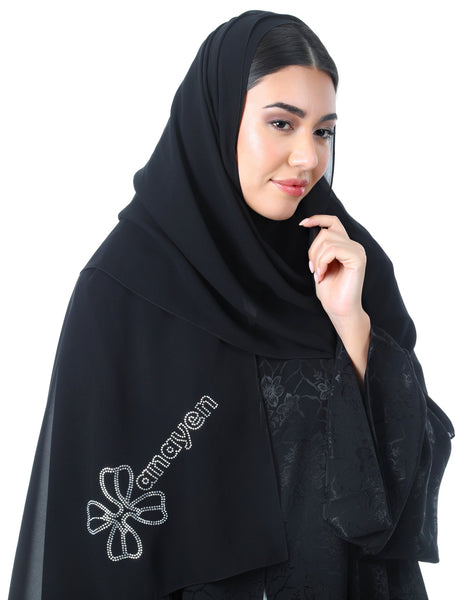 Hanayen Chiffon Sheila Black With Crystal Signature