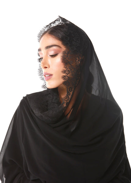 Hanayen Chiffon Sheila With Front Dentelle Design