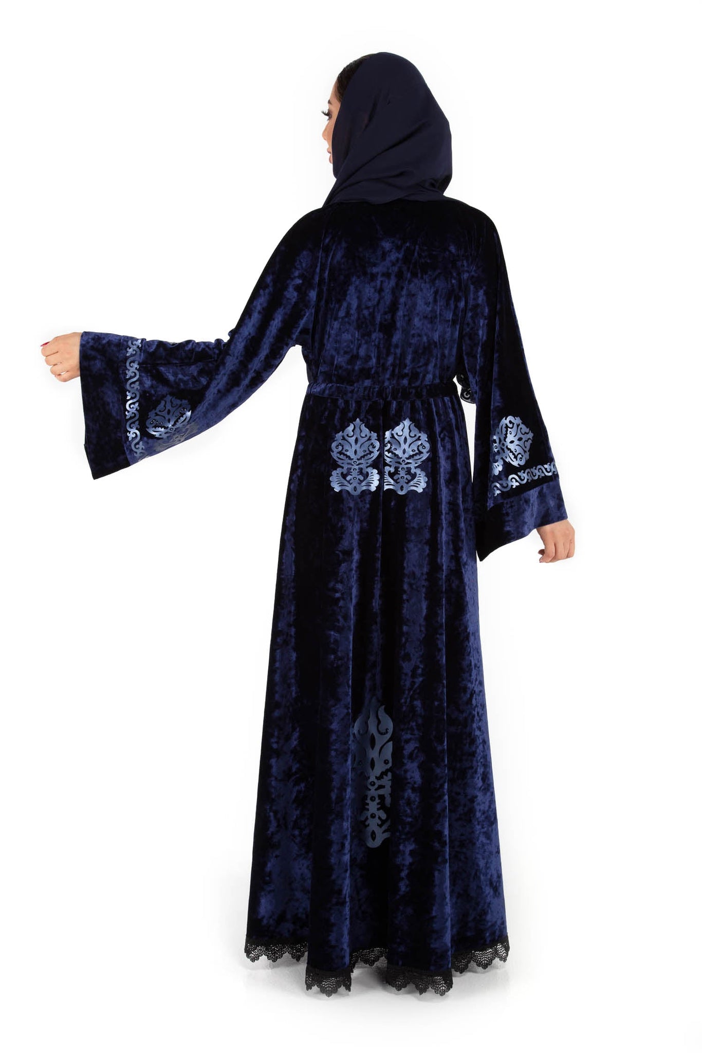 Blue Velvet Abaya/ Printed made by Hanayen-2