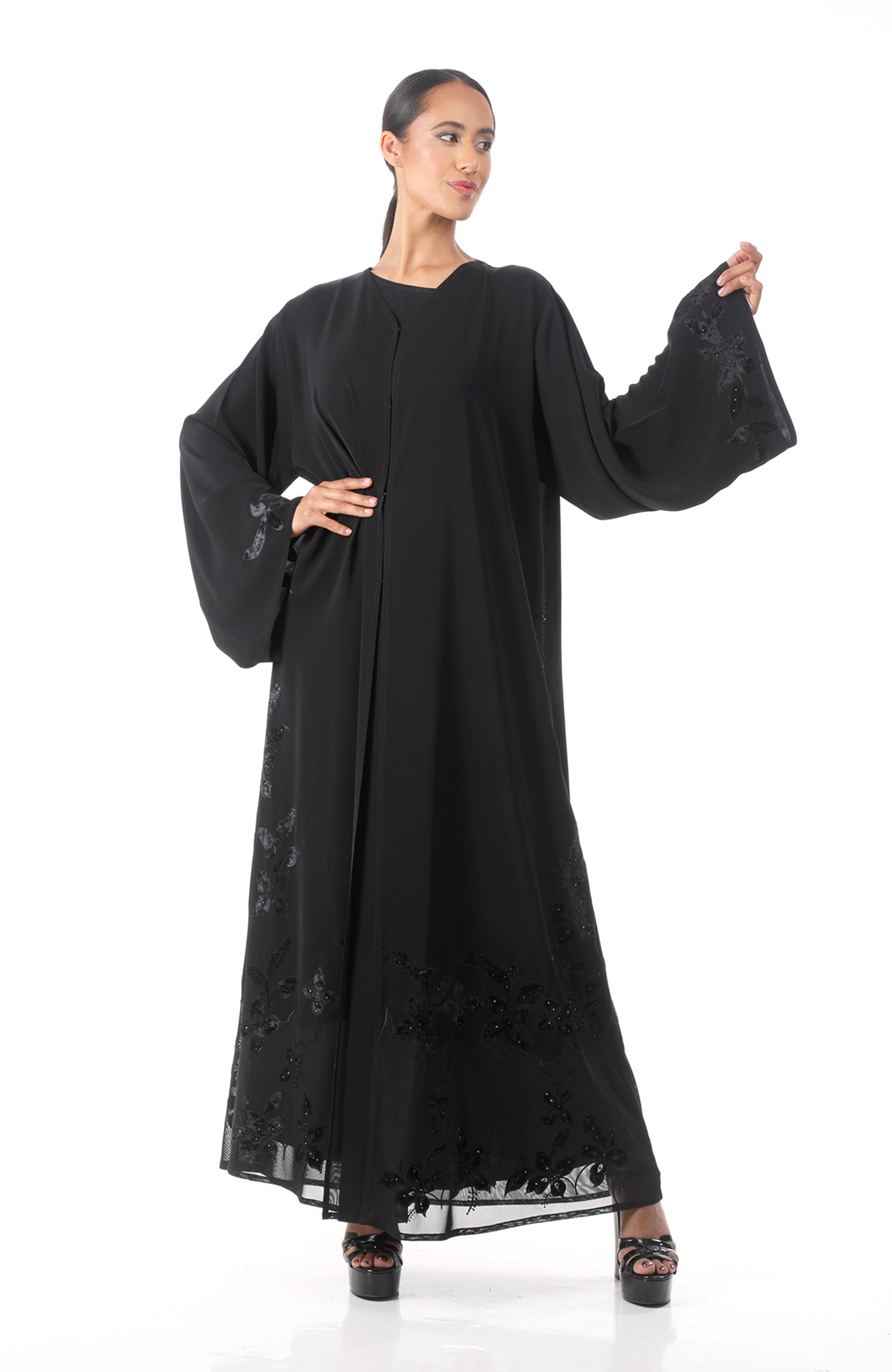 Hanayen Elegant Abaya With Embroidery And Crystals Best Abaya Online In hanayen-elegant-abaya-with-embroidery-and-crystals-best-abaya-online-in