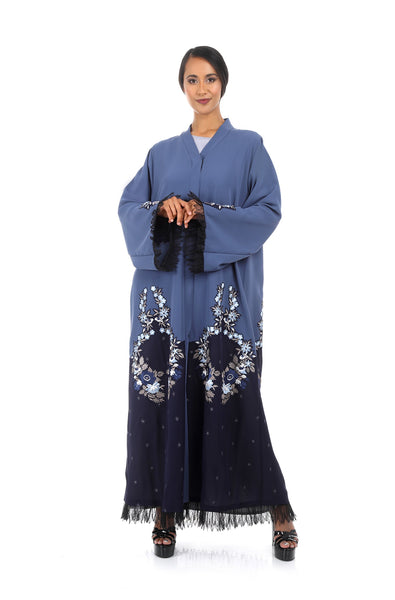 Hanayen Elegant Modern Abaya with Detailed Embroidery and Lace Details