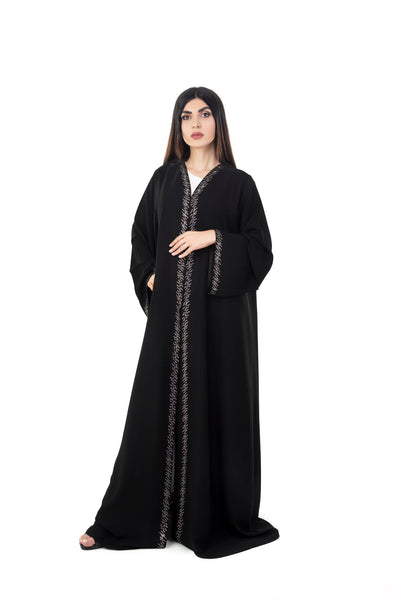 Hanayen Exclusive Crystalized Design Black Abaya