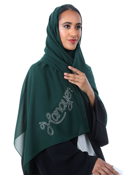 Hanayen Green Chiffon Sheila With Crystal Signature