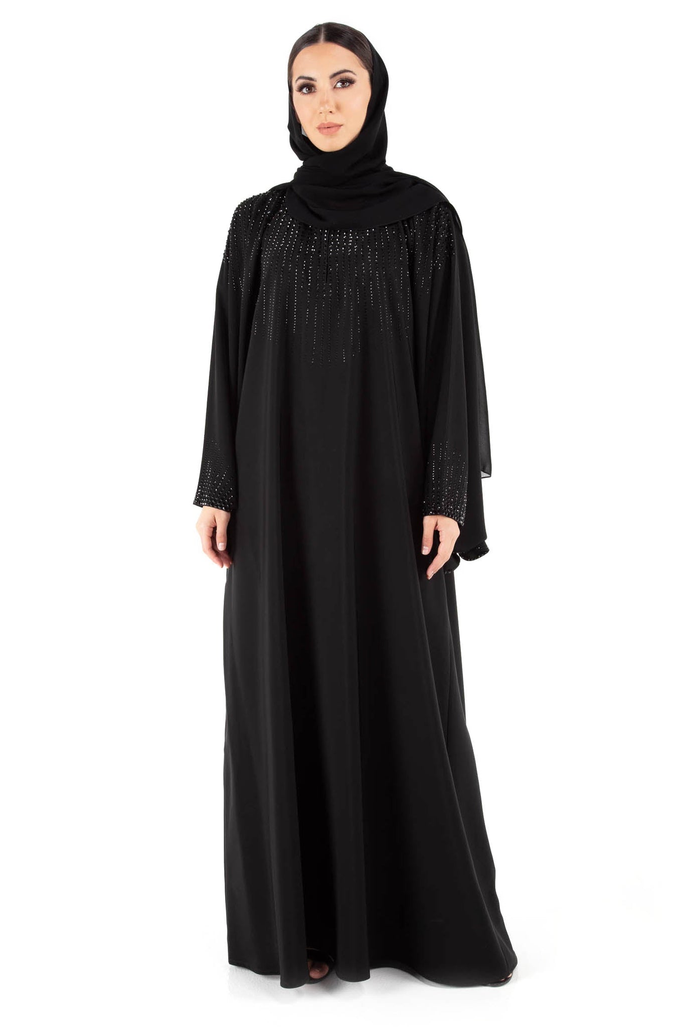 Hanayen Abaya Embellished With Black Crystals