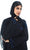 Hanayen Abaya in Black With Floral Velvet Details