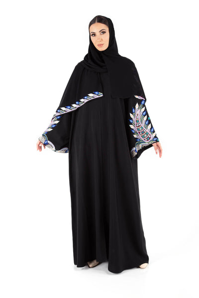Hanayen Abaya With Handmade Design on Sleeves