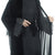 Hanayen Belted Black Velvet Abaya with Lace Dentelle