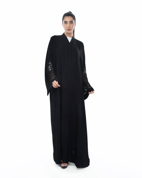 Hanayen Black Abaya Design With Embroidery Details