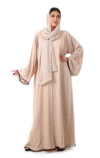 Hanayen Color Abaya with Crystals and Hand Details