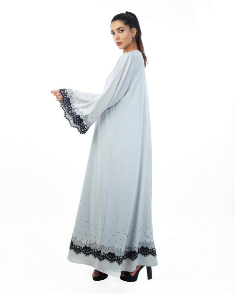 Hanayen Color Lace Abaya with Crystal