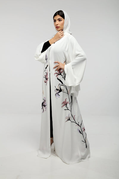 Hanayen Colour Abaya With Flower Design