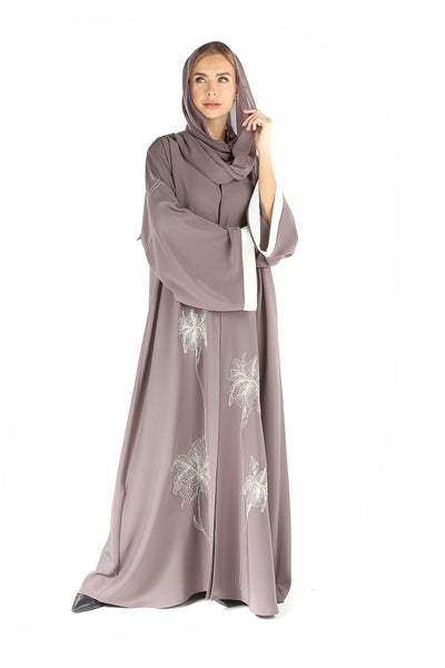 Hanayen Colour Abaya With Flower Design Embroidery