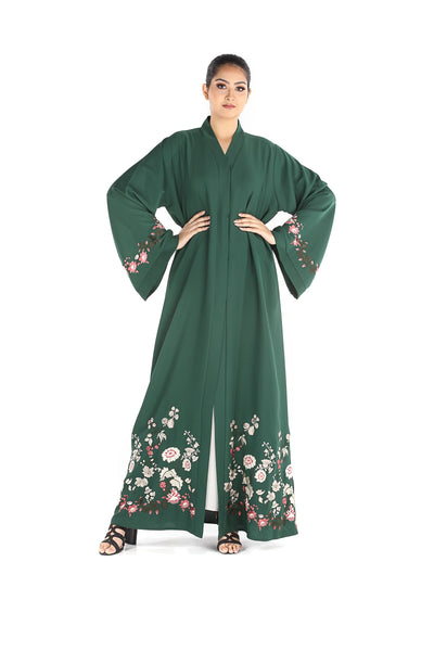 Hanayen Colour Abaya With Flower Embroidery Design