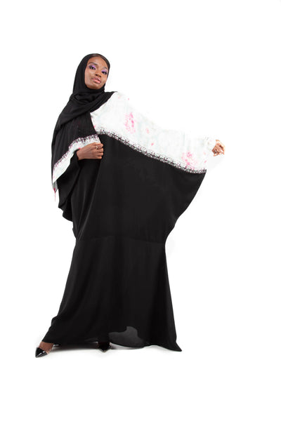 Hanayen Designer Abaya with Print and Crystal Elements