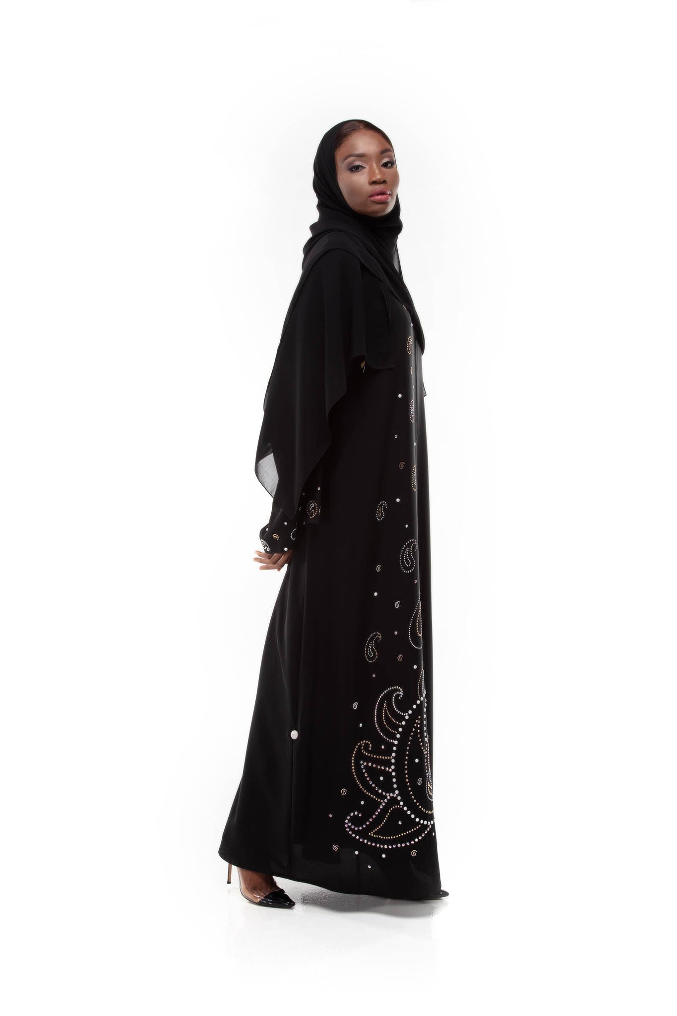 Hanayen Exclusive Black Abaya Embellishment With Crystal