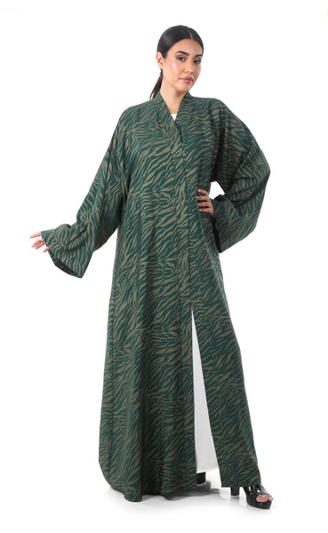 Hanayen Exquisite Green Self Print Abaya