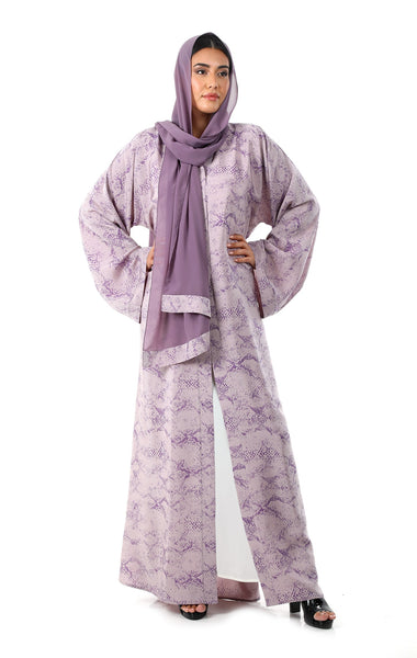 Hanayen Exquisite Purple Self Print Abaya