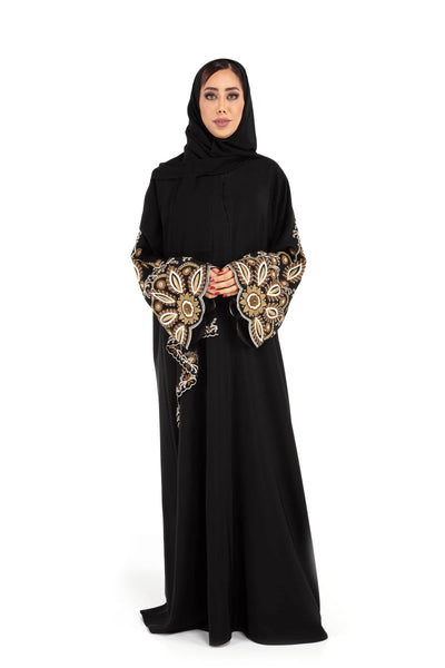 Hanayen Hand-made designs in Crepe fabric Abaya