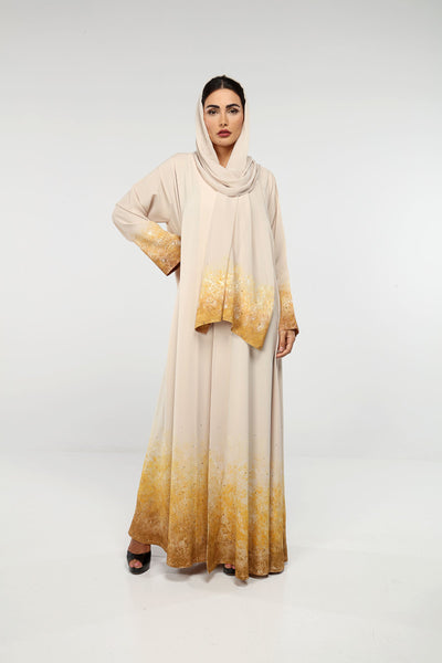 Hanayen Hand Painted Abaya Embellished With Crystal