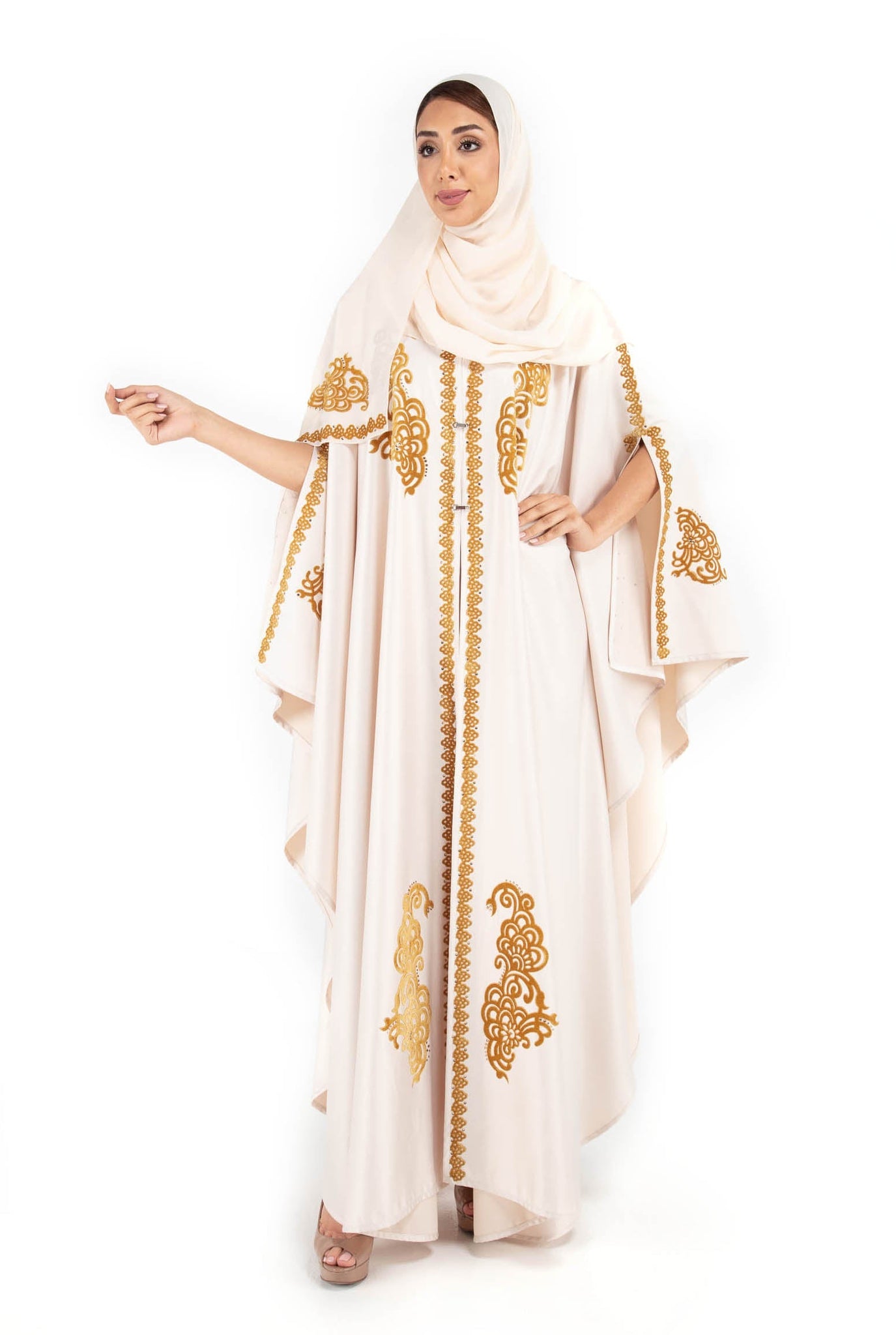 Hanayen Laser designs in Custom fabric Abaya