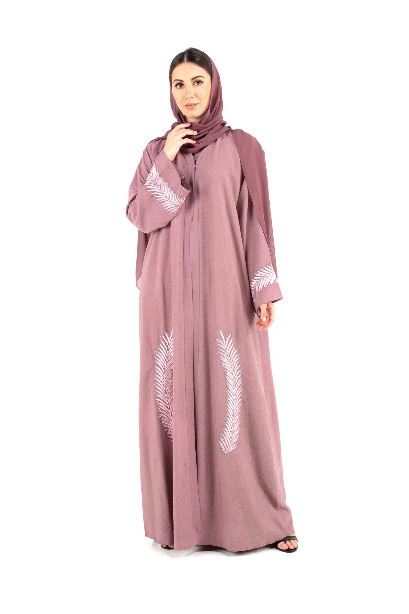 Hanayen Linen fabric Abaya with Embroidery design