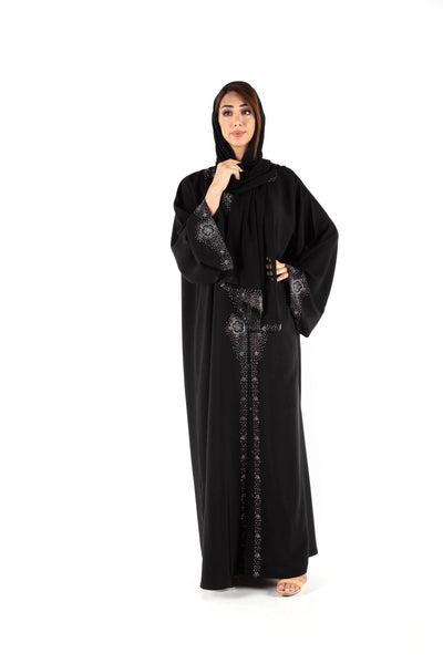 Hanayen Luxury Black Abaya With Crystal Design