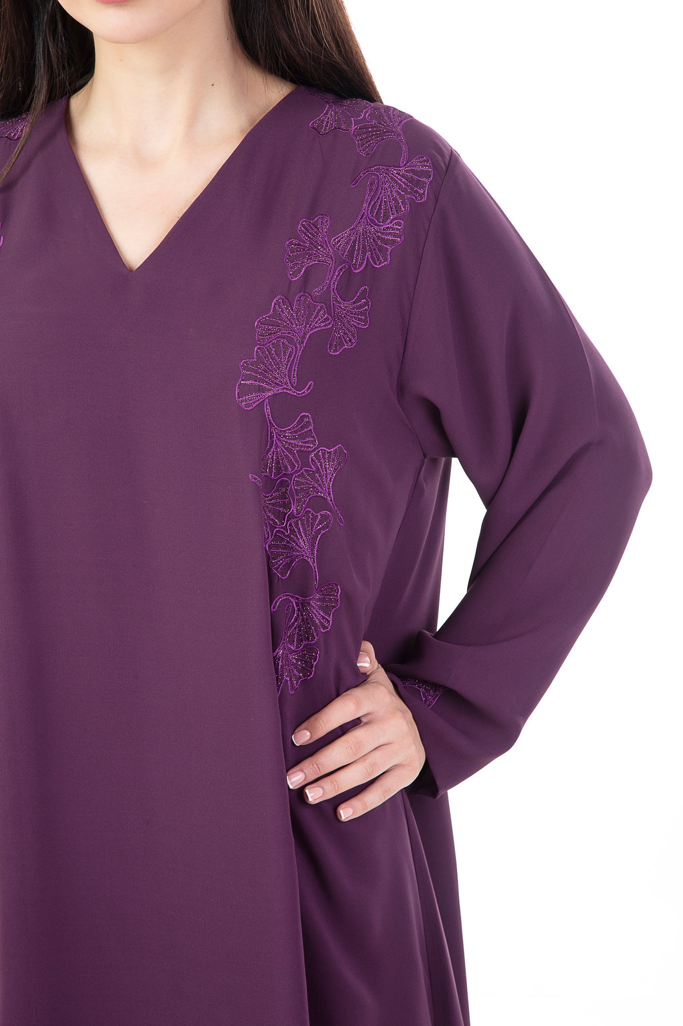 Hanayen Maroon Under Abaya Embroidery Design