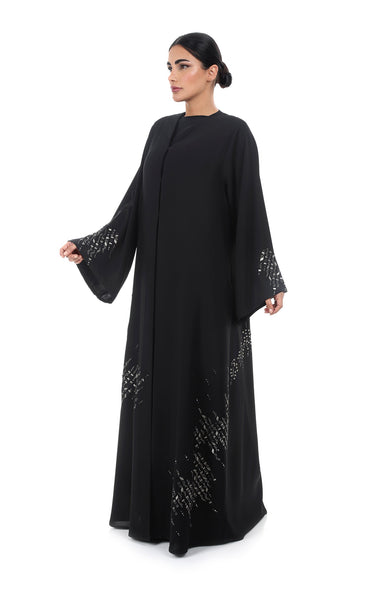 Hanayen Modern Abaya with Intricate Laser and Crystal Embellishment