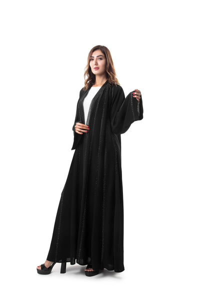 Hanayen Multi-Panel Lace Insert Dress Abaya