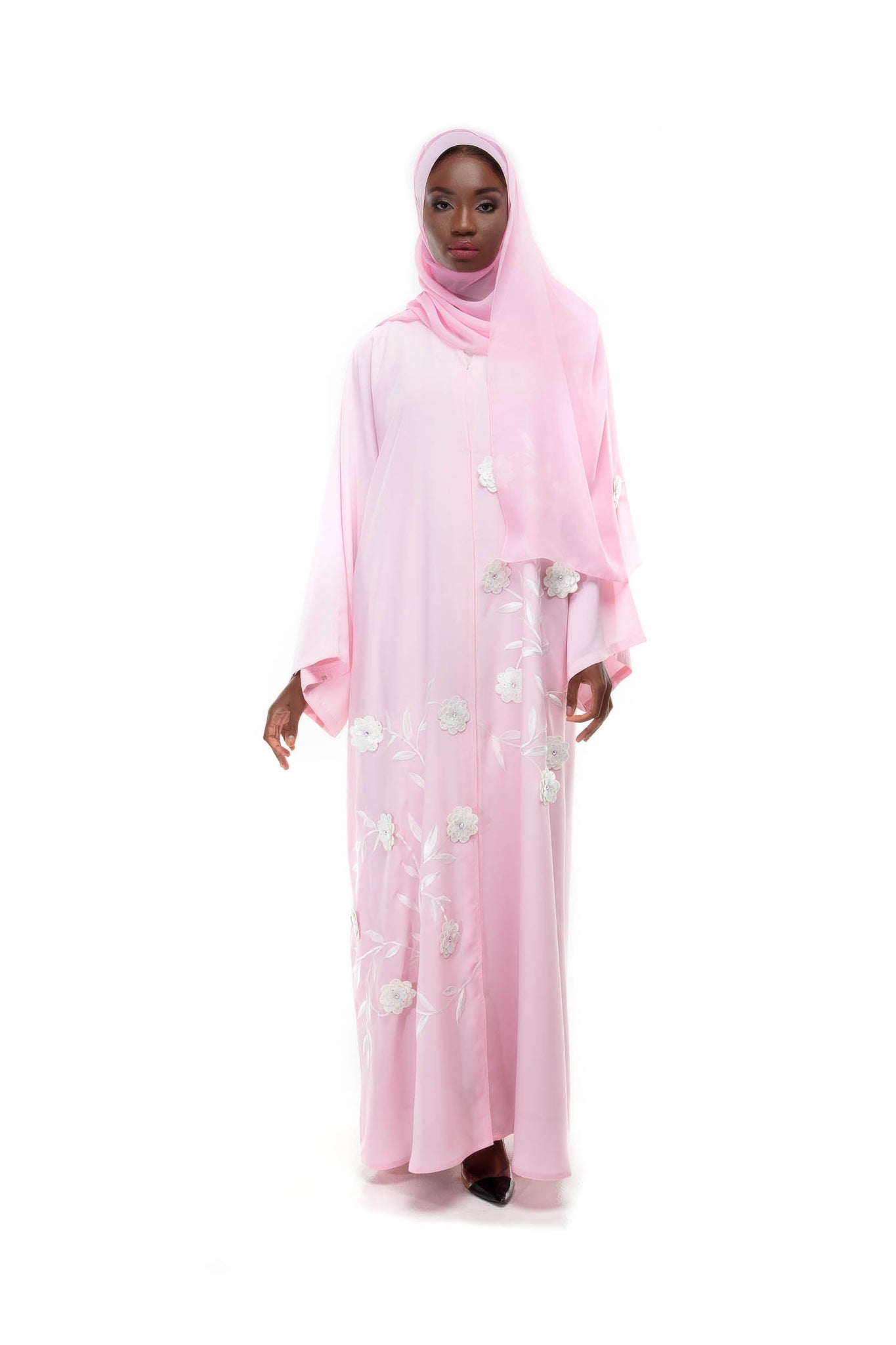 Hanayen Pink Abaya with Handmade design