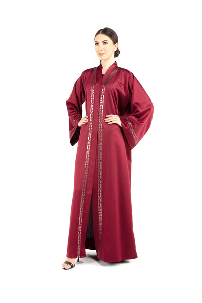 Hanayen Satin fabric Abaya with Hanayen Stone & Crystal designs