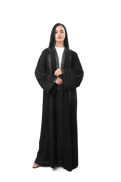 Hanayen Special Event Black Color Abaya With Lace Insert