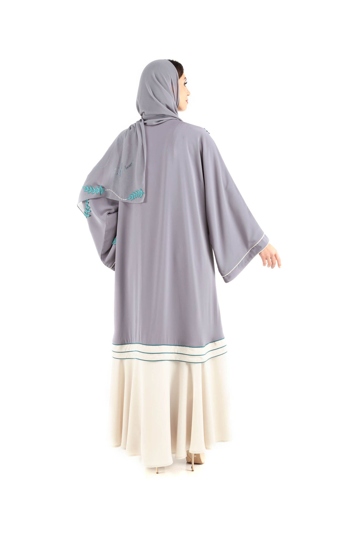 Hanayen Two Color Abaya with Embroidery