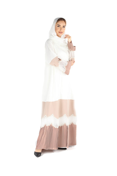 Hanayen White Abaya With Embroidery Design
